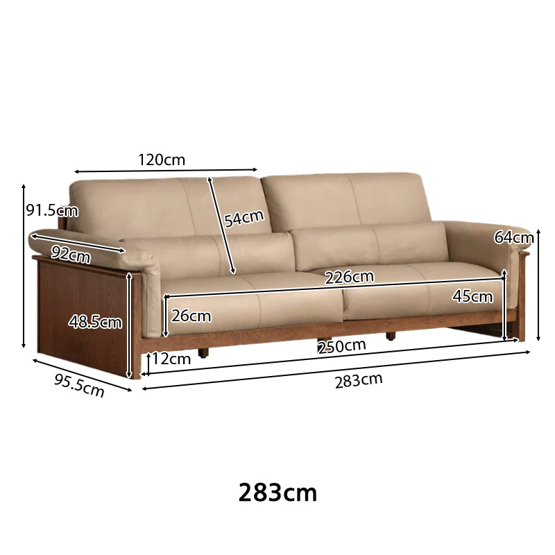 Xander Leather Sofa with FAS-Graded Solid American Oak 223cm 253cm 283cm – view 14