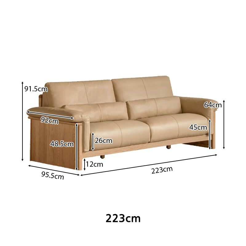 Xander Leather Sofa with FAS-Graded Solid American Oak 223cm 253cm 283cm – view 3