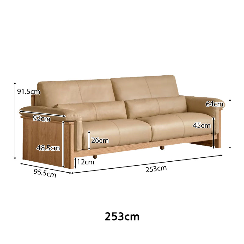 Xander Leather Sofa with FAS-Graded Solid American Oak 223cm 253cm 283cm – view 5