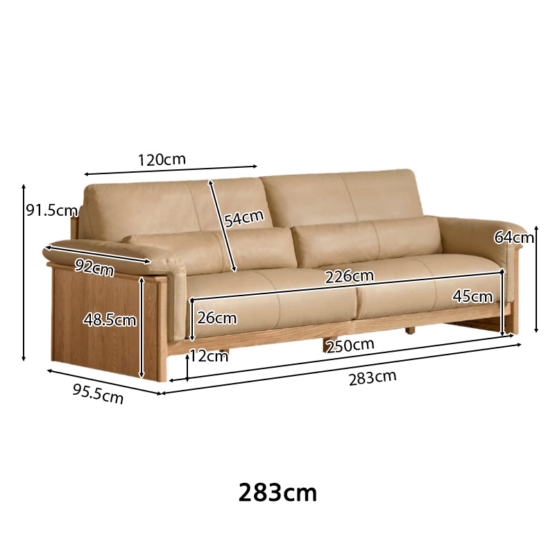 Xander Leather Sofa with FAS-Graded Solid American Oak 223cm 253cm 283cm – view 7