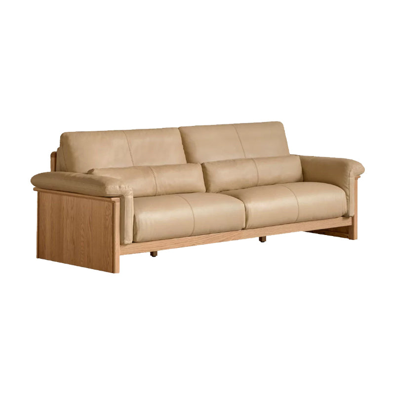 Xander Leather Sofa with FAS-Graded Solid American Oak 223cm 253cm 283cm – Natural Wood 253cm, view 4