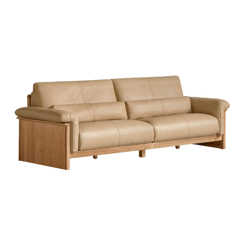 Xander Leather Sofa with FAS-Graded Solid American Oak 223cm 253cm 283cm – Natural Wood 283cm, view 6