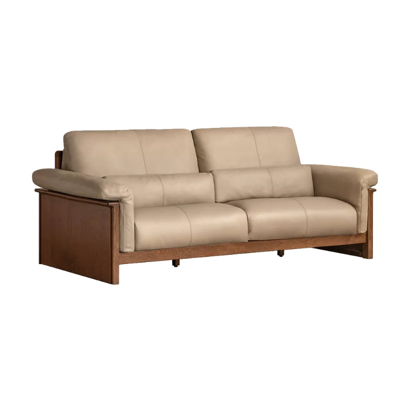 Xander Leather Sofa with FAS-Graded Solid American Oak 223cm 253cm 283cm – Walnut 223cm, view 9