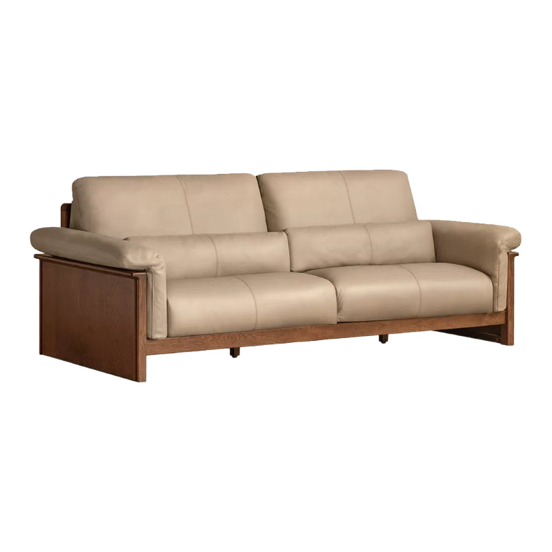 Xander Leather Sofa with FAS-Graded Solid American Oak 223cm 253cm 283cm – Walnut 253cm, view 11