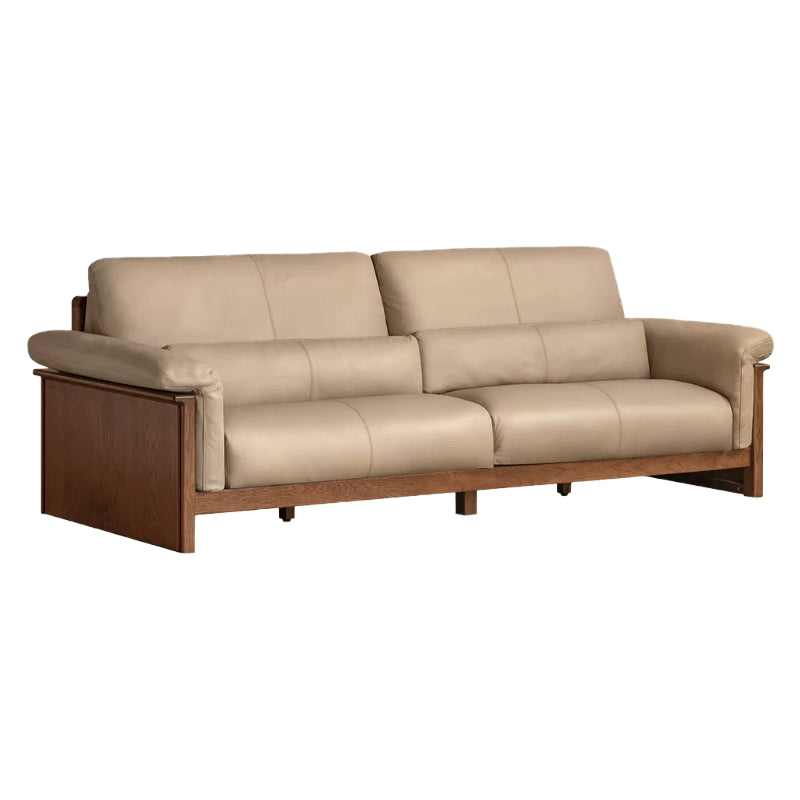Xander Leather Sofa with FAS-Graded Solid American Oak 223cm 253cm 283cm – Walnut 283cm, view 13