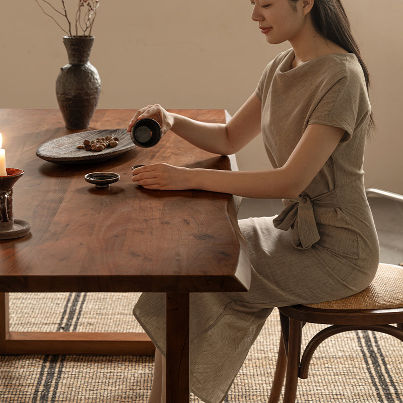 Xaviera solid acacia wood dining table in walnut colour – view 5