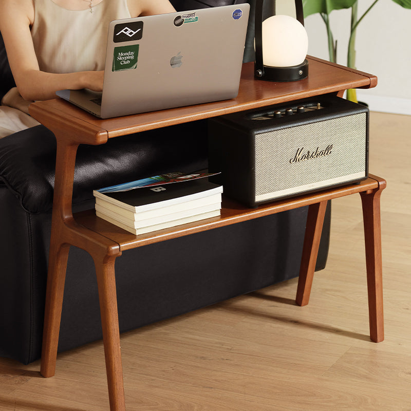 Xena rubberwood side table with tiered storage – view 8