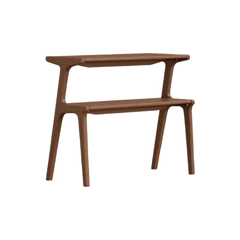 Xena rubberwood side table with tiered storage – Walnut, view 11