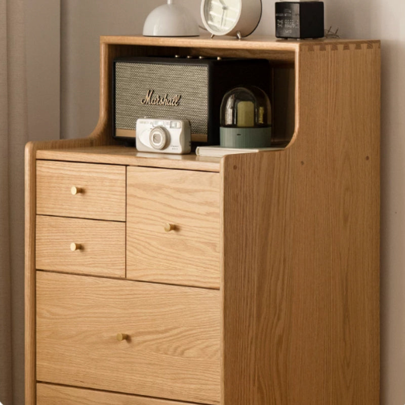 Zachariah solid oak tallboy in natural wood finish – view 3