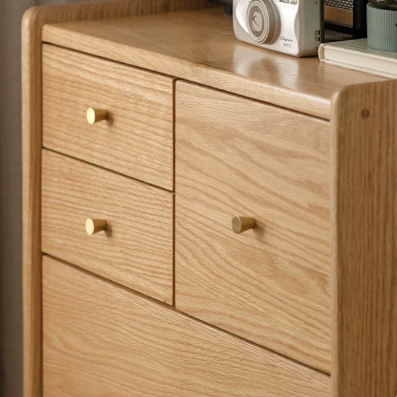Zachariah solid oak tallboy in natural wood finish – view 5